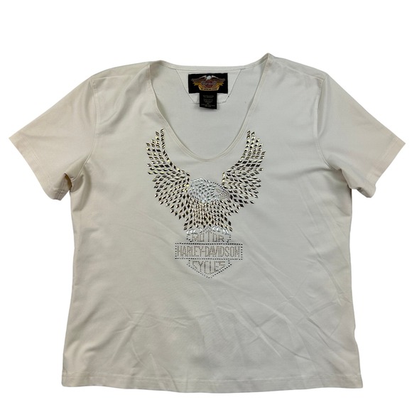 Harley-Davidson Tops - Harley Davidson Shirt Womens XL Eagle Bling Rhinestone USA Made Vintage Style‎